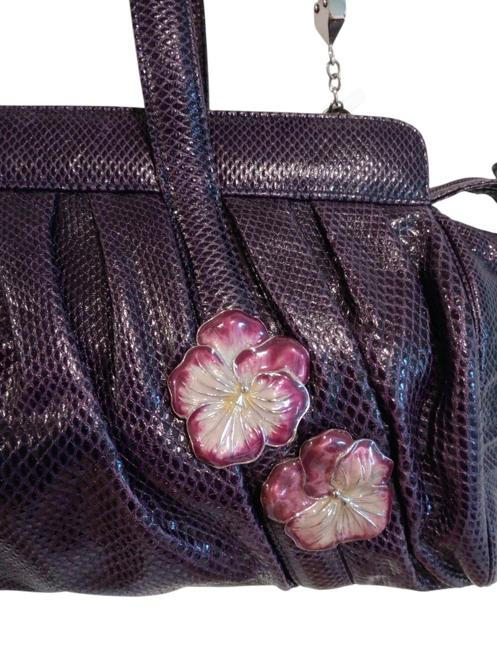 Judith Lieber Vintage Exotic Pleated Snakeskin Top Handle Shoulder Bag - Picture 3 of 16